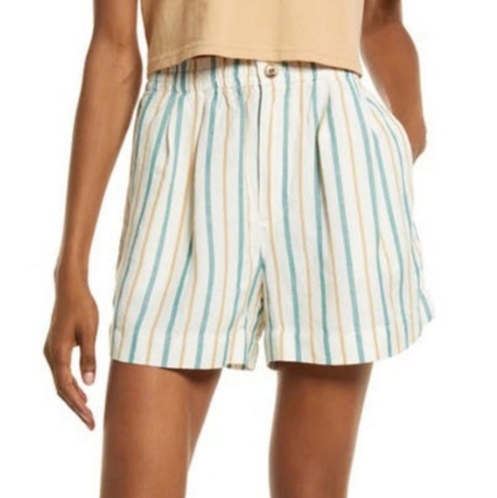 Madewell Linen blend track striped shorts, Size S
